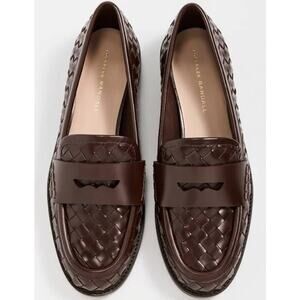 Loeffler Randall Rachel Espresso Brown Woven Loafer size 9 NEW
